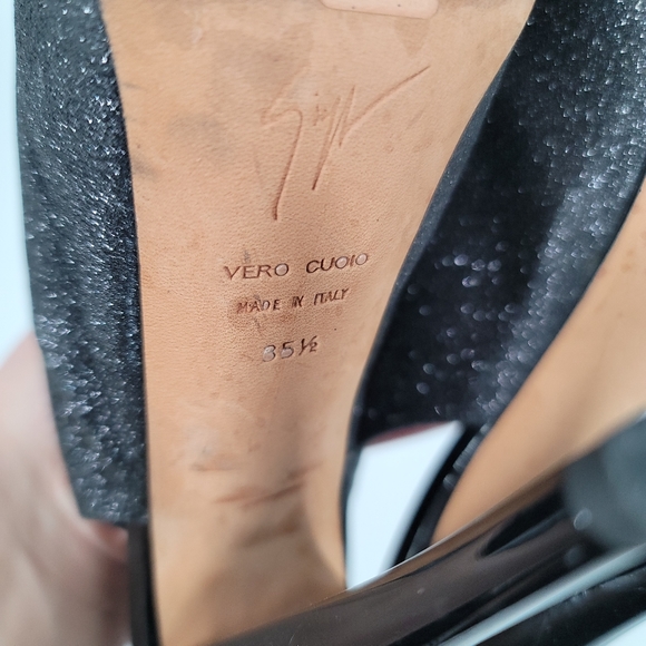 Giuseppe Zanotti Monro Black Glitter Platform Slingback Pumps Size 35.5 - Picture 8 of 13